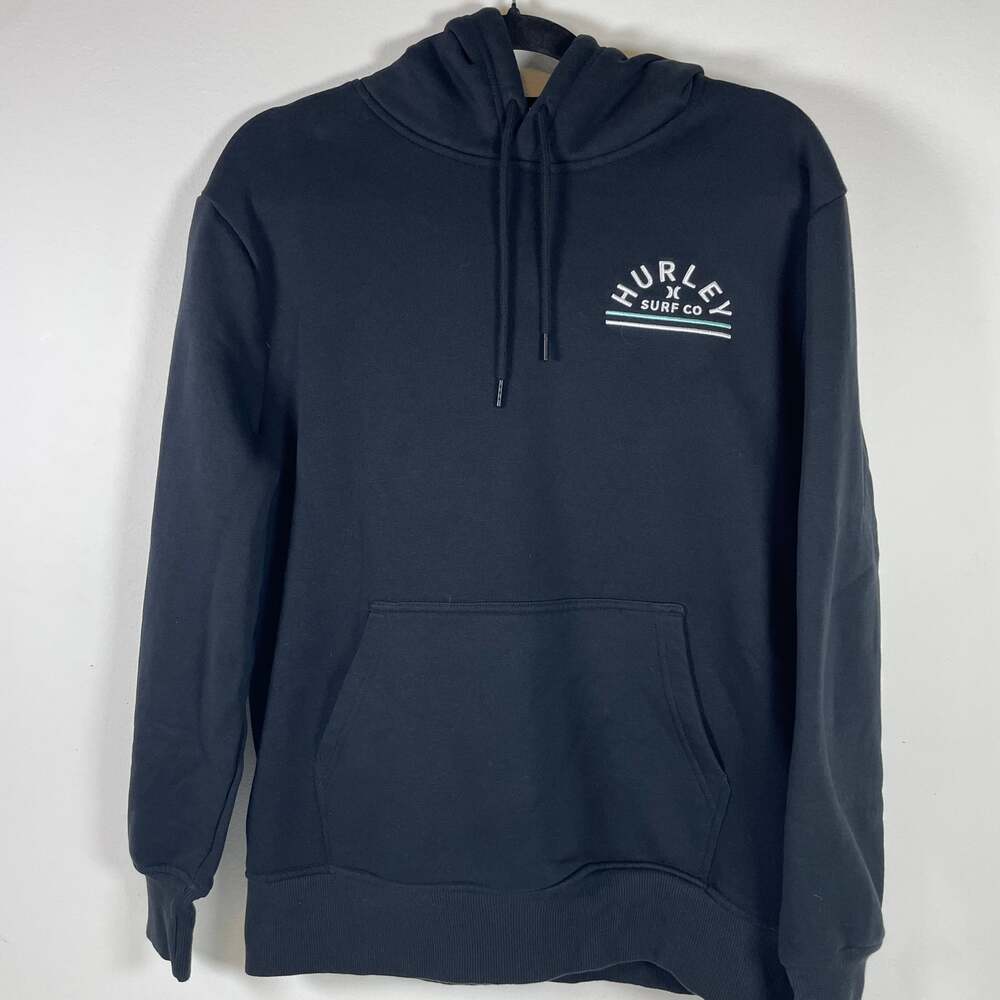 Hurley Men's Surf Co Embroidered Fleece Pullover Hoodie Black Medium